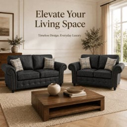 Gamzo Outlet 3+2 Seater Sofa Set Full Back Leather Couch With Strong Wooden Frame And Padded Curved Arms - thumbnail 2