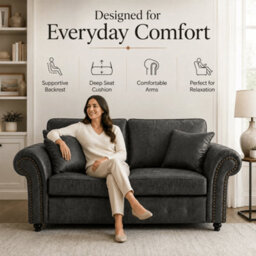 Gamzo Outlet 3+2 Seater Sofa Set Full Back Leather Couch With Strong Wooden Frame And Padded Curved Arms - thumbnail 3
