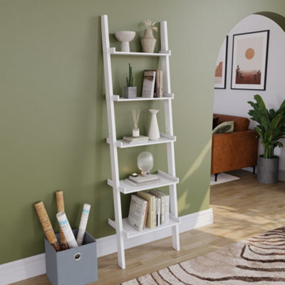 Lassic Vida Designs York White 5 Tier Ladder Bookcase Freestanding Open Shelf (H)1890mm (W)560mm (D)325mm - image 1