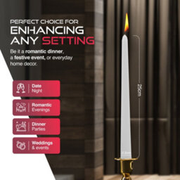 Haltons 50 Pack Tapered Dinner Candles White, Unscented Long Candlesticks With 7 Hour Burn Time - thumbnail 4