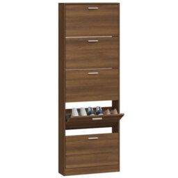 Walplus Shoe Cabinet Brown Oak 59X17X169 Cm Engineered Wood - thumbnail 4