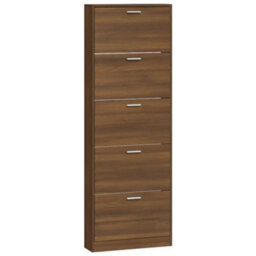 Walplus Shoe Cabinet Brown Oak 59X17X169 Cm Engineered Wood - thumbnail 5
