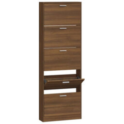 Walplus Shoe Cabinet Brown Oak 59X17X169 Cm Engineered Wood - thumbnail 2