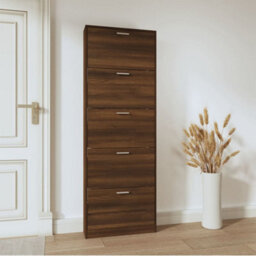 Walplus Shoe Cabinet Brown Oak 59X17X169 Cm Engineered Wood - thumbnail 3