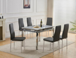 Furnizone UK Grande 6-Seater Sintered Stone Extending Dining Table And 6 Monza Grey Faux Leather Chairs - thumbnail 2