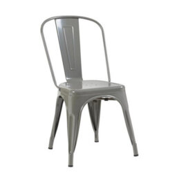 Silver Gloss 4X Bistro Galvanised Metal Chairs Drain Holes Assembled - thumbnail 3