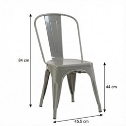 Silver Gloss 4X Bistro Galvanised Metal Chairs Drain Holes Assembled - thumbnail 2