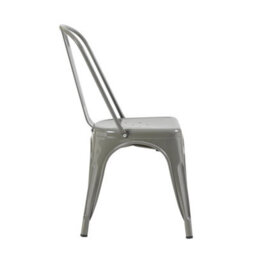 Silver Gloss 4X Bistro Galvanised Metal Chairs Drain Holes Assembled - thumbnail 4