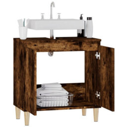 Berkfield Sink Cabinet Smoked Oak 58X33X60 Cm Engineered Wood - thumbnail 5