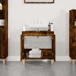 Berkfield Sink Cabinet Smoked Oak 58X33X60 Cm Engineered Wood - thumbnail 3