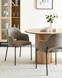 Beliani Set Of 2 Dining Chairs Raton Corduroy Taupe - thumbnail 2