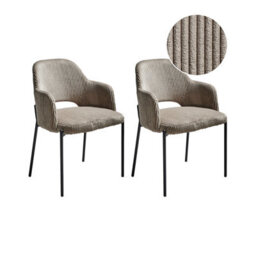 Beliani Set Of 2 Dining Chairs Raton Corduroy Taupe - thumbnail 1