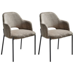 Beliani Set Of 2 Dining Chairs Raton Corduroy Taupe - thumbnail 4