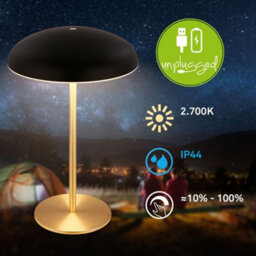 Briloner Rechargeable Led Table Lamp Night Light Bedside Bar Cordless Dimmable Black Gold - thumbnail 4