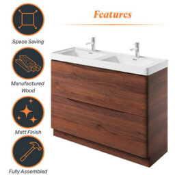 Plum&clay Eden Redwood Floorstanding Vanity Unit With Resin Basin (W)1200mm - thumbnail 8