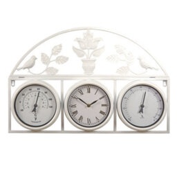 Garden Gear Wyegate Clock Company Decorative Large Garden Clock Outdoor Weather Station Thermometer Hygrometer (Large, Cream) - thumbnail 2