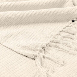 Ehc Waffle Cotton Woven King Size Sofa Throw 3 Seater Sofa/ Chair/ Double Bed, 228 X 254 Cm, Cream - thumbnail 2