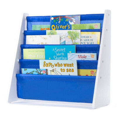 Livivo Childrens Bookcase Blue 4 Tier Kids Sling Bookshelf - image 1