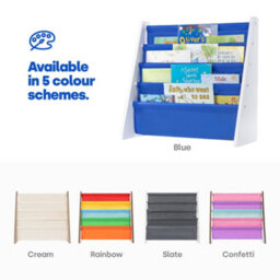 Livivo Childrens Bookcase Blue 4 Tier Kids Sling Bookshelf - thumbnail 7