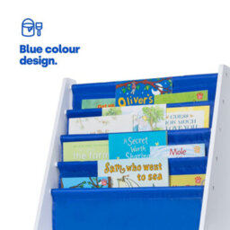 Livivo Childrens Bookcase Blue 4 Tier Kids Sling Bookshelf - thumbnail 6