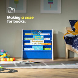 Livivo Childrens Bookcase Blue 4 Tier Kids Sling Bookshelf - thumbnail 2