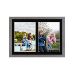 AK Frames 20X14 Marble Grey Modern Multi Photo Frame With Black Mount - Holds 2 Apertures (2X) A4 Photos