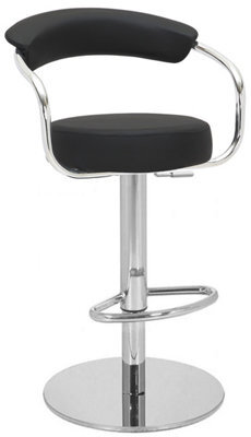 Lamboro Zenith Deluxe Single Kitchen Bar Stool, Chrome Footrest, Height Adjustable Swivel Gas Lift, Faux Leather Seat & Backrest, Black - image 1