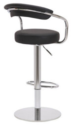 Lamboro Zenith Deluxe Single Kitchen Bar Stool, Chrome Footrest, Height Adjustable Swivel Gas Lift, Faux Leather Seat & Backrest, Black - thumbnail 3