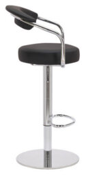 Lamboro Zenith Deluxe Single Kitchen Bar Stool, Chrome Footrest, Height Adjustable Swivel Gas Lift, Faux Leather Seat & Backrest, Black - thumbnail 2