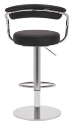 Lamboro Zenith Deluxe Single Kitchen Bar Stool, Chrome Footrest, Height Adjustable Swivel Gas Lift, Faux Leather Seat & Backrest, Black - thumbnail 4