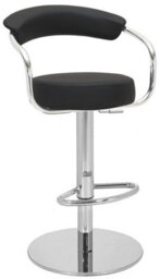 Lamboro Zenith Deluxe Single Kitchen Bar Stool, Chrome Footrest, Height Adjustable Swivel Gas Lift, Faux Leather Seat & Backrest, Black