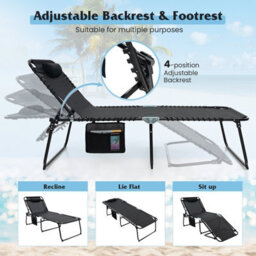 Gainoom Outdoor Oversize Folding Chaise Lounge Portable Patio Garden Sun Lounger - thumbnail 6