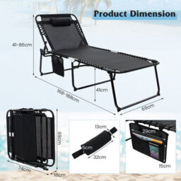 Gainoom Outdoor Oversize Folding Chaise Lounge Portable Patio Garden Sun Lounger - thumbnail 2