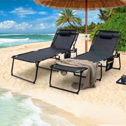 Gainoom Outdoor Oversize Folding Chaise Lounge Portable Patio Garden Sun Lounger - thumbnail 4