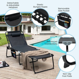 Gainoom Outdoor Oversize Folding Chaise Lounge Portable Patio Garden Sun Lounger - thumbnail 8