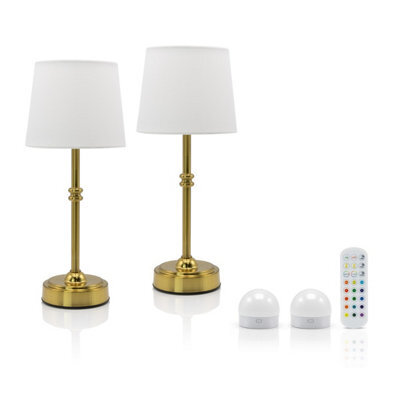 Auraglow Omniance Siena Rechargeable Wireless Table Lamp With Remote - 2 Lamps, 2 Light Sources, 1 Remote - image 1