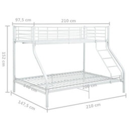 Berkfield Bunk Bed Frame White Metal 140X200 Cm/90X200 Cm - thumbnail 8