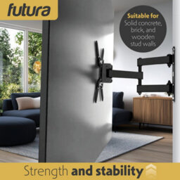 Futura Universal Tv Wall Bracket Mount For 13-43 Inch Tvs, Tilt, Swivel & 90 Rotation, Vesa 75X75mm To 200X200mm, 20Kg Max Load - thumbnail 8