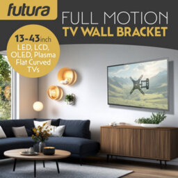 Futura Universal Tv Wall Bracket Mount For 13-43 Inch Tvs, Tilt, Swivel & 90 Rotation, Vesa 75X75mm To 200X200mm, 20Kg Max Load - thumbnail 2