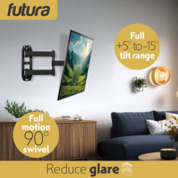Futura Universal Tv Wall Bracket Mount For 13-43 Inch Tvs, Tilt, Swivel & 90 Rotation, Vesa 75X75mm To 200X200mm, 20Kg Max Load - thumbnail 4