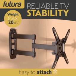 Futura Universal Tv Wall Bracket Mount For 13-43 Inch Tvs, Tilt, Swivel & 90 Rotation, Vesa 75X75mm To 200X200mm, 20Kg Max Load - thumbnail 5