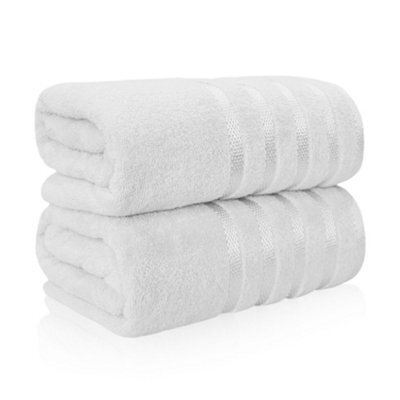 Casabella Bath Sheets 2 Pack Jumbo Bathsheet 90X180 Cm 100% Cotton Towels Quick Dry Super Soft Highly Absorbent White - image 1