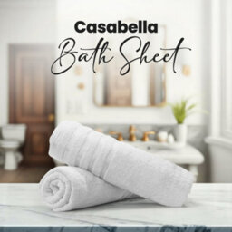 Casabella Bath Sheets 2 Pack Jumbo Bathsheet 90X180 Cm 100% Cotton Towels Quick Dry Super Soft Highly Absorbent White - thumbnail 6