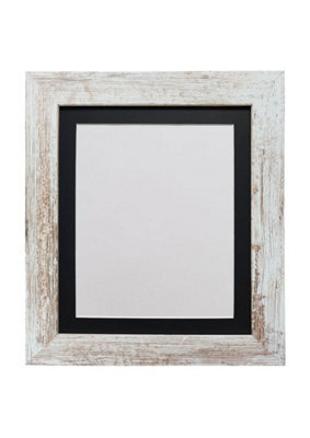 Frames By Post Metro Distressed White Frame With Black Mount For Image Size A2 - image 1