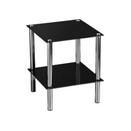 Orsina 2 Tier Black Glass End Table - thumbnail 1