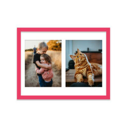 16X12 Inch 2 Opening Photo Collage Frame, Display Two 9X7 Inch Photos, Multi Aperture Family Picture Frame, Bright Pink - thumbnail 1