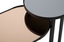 Premier Housewares Interiors By Premier Console Table, Dual Tier Smoked Mirror Tops And Asymmetric Black Iron Frame, Quirky Minimalist Console - thumbnail 3