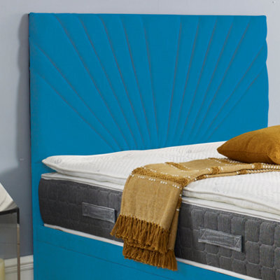"Urban Textures Luxury 26"" High Velvet Fabric Upholstered Sunrise Bed Headboard - Sky" - image 1