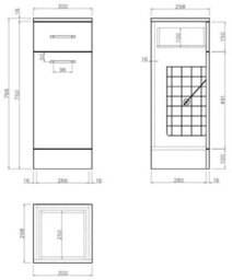 Affine Bathroom Laundry Unit Cabinet 300mm Oak Effect Soft Close Drawer Door Furniture - thumbnail 6