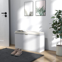 Wyld Haus Lidito Wooden White 8-Pair Shoe Bench With Cushioned Beige Top, L80 X D26 X H47.5Cm - thumbnail 3